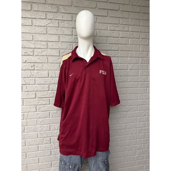 Nike Dri Fit Florida State Seminoles FSU Polo Men Short Sleeve Jersey Shirt Size - Picture 1 of 10